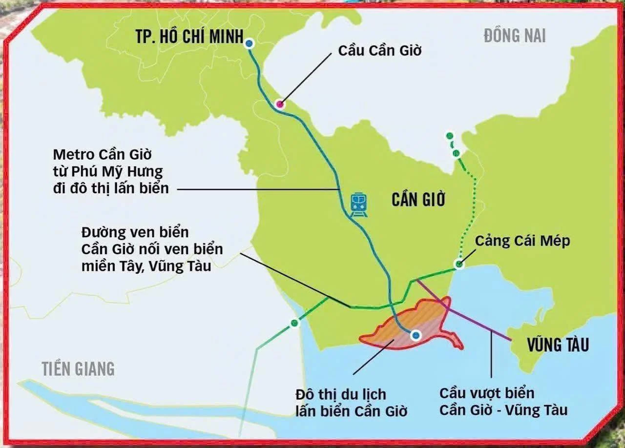 Bản đồ quy hoạch hạ tầng giao thông kết nối dự án Vinhomes Cần Giờ và trung tâm TP.HCM